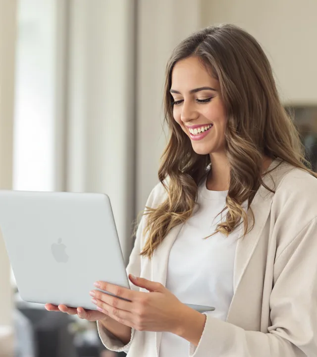 Finance lead reviewing reconciled accounts on a laptop